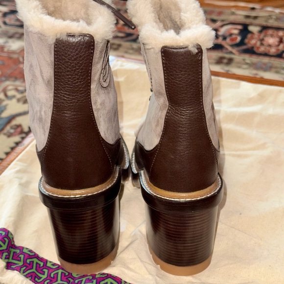 Tory Burch Miller Shearling Lug-Sole Ankle Boot 8.5M